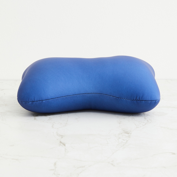 Travel Solid Memory Foam Bone Pillow - Single Pc. -Polyester - 24 cm x 18 cm x 9 cmH - Blue