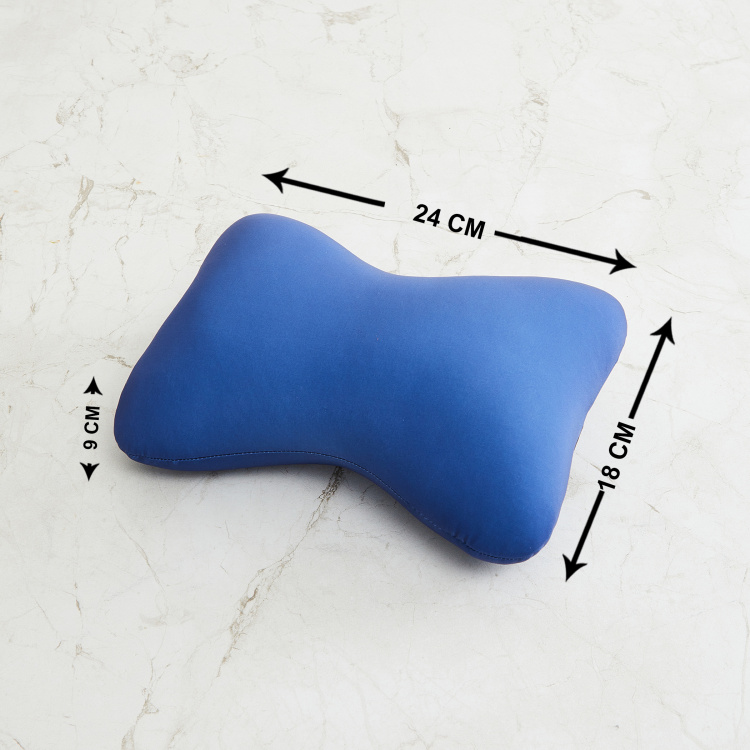 Travel Solid Memory Foam Bone Pillow - Single Pc. -Polyester - 24 cm x 18 cm x 9 cmH - Blue
