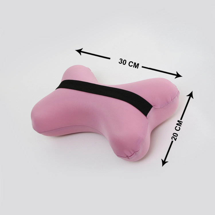 Travel Solid Memory Foam Bone Pillow - Single Pc. - Polyester - 30 cm x 20 cm - Peach