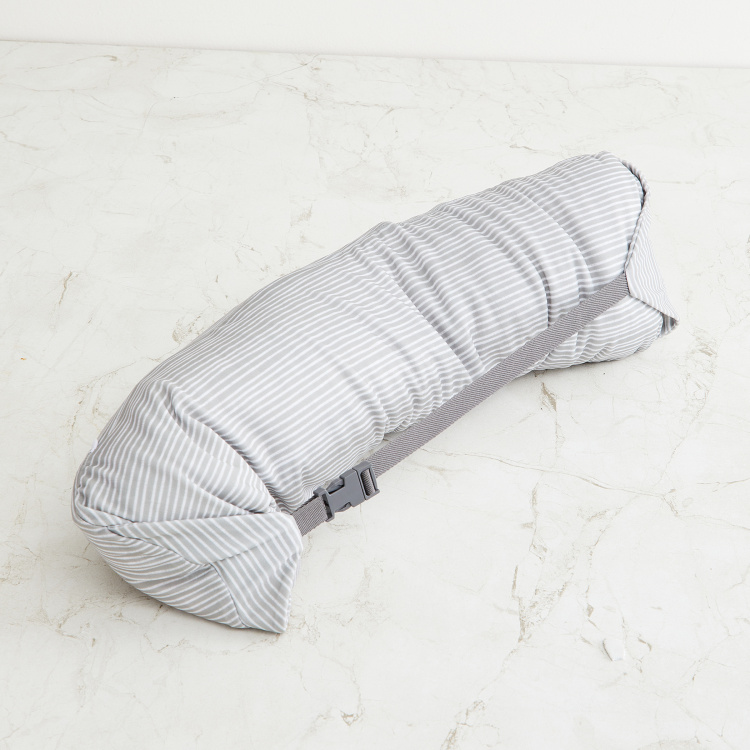 Travel Printed Polyester Bean filled Long Neck Pillow  : 66 cm x 14 cm Grey