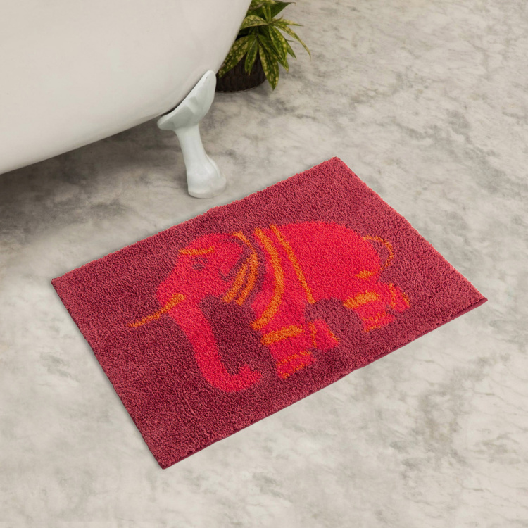 India Inspired Printed Polyester  Bath Mat  : 75 cmL x 49 cmW  Multicolour