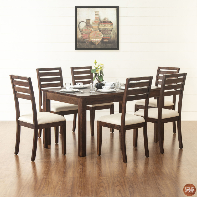 Veda 6 Seater Sheesham Wood Dining, Wood Dining Table And Chairs