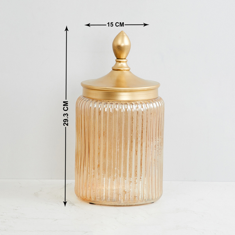 Splendid Striped Jar with Lid Decorative Accent