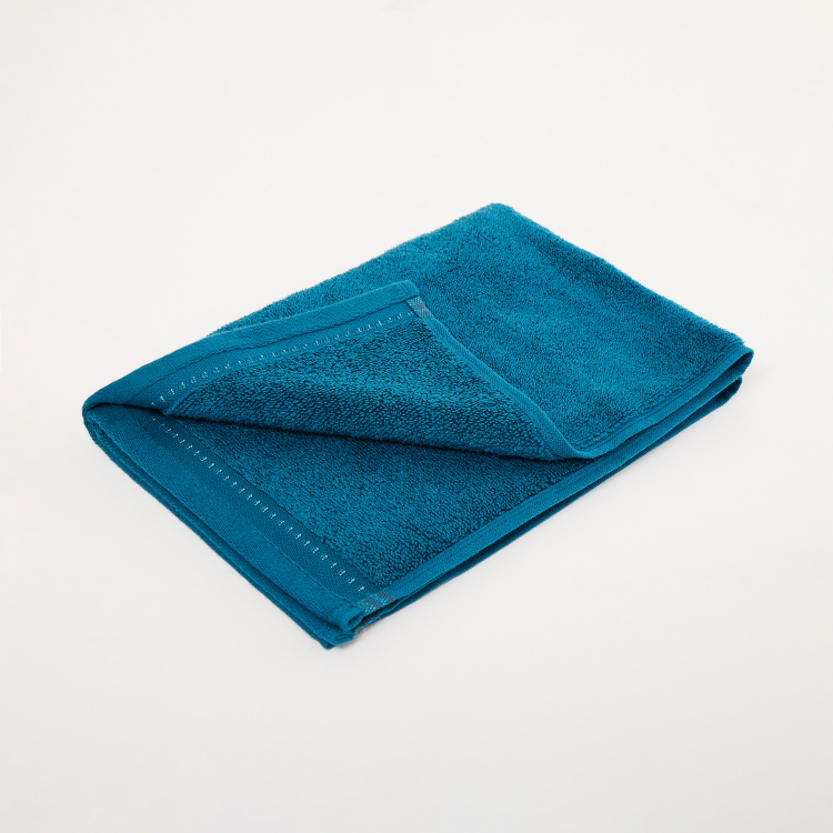 India Inspired Solid Single Pc. Hand Towel - 60 cm x 40 cm - Cotton Blend - Blue - 500 GSM