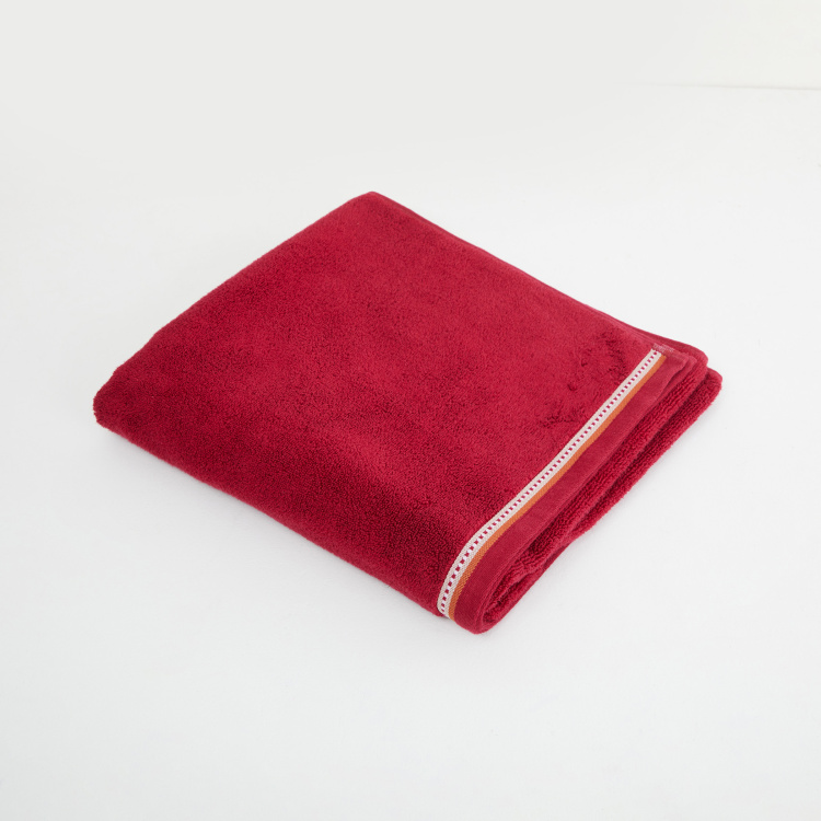 India Inspired Shahi Darbar Maroon Solid Cotton Bath Towel - 150x70cm
