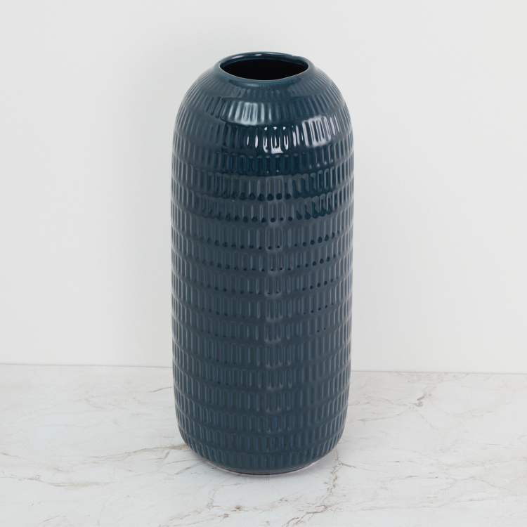 Colour Connect Textured - Porcelain - Vase : 13 cm  L x 13 cm  W x 30 cm  H - Blue