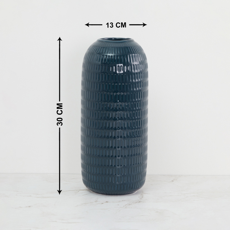 Colour Connect Textured - Porcelain - Vase : 13 cm  L x 13 cm  W x 30 cm  H - Blue