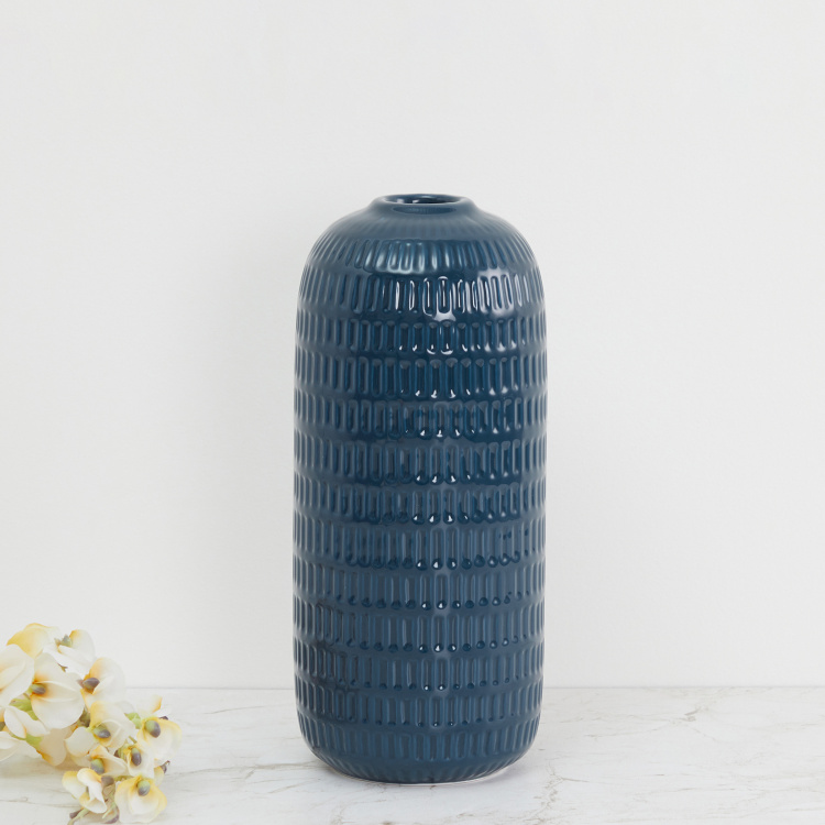 Primrose Embossed Porcelain Vase - 10 cm L x 24 cm H
