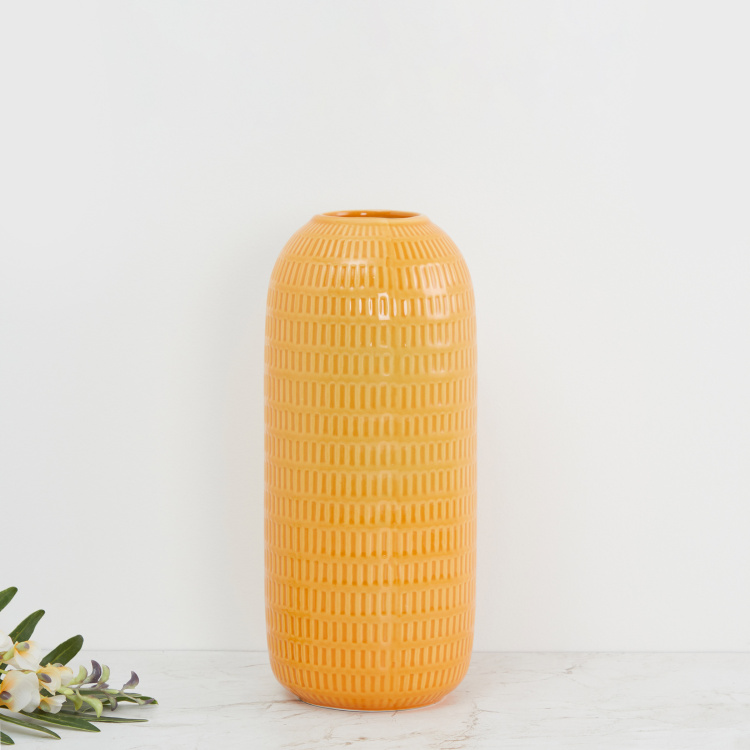 Colour Connect Textured Porcelain  Vase -Single Pc -13 cm  x 30 cm Yellow
