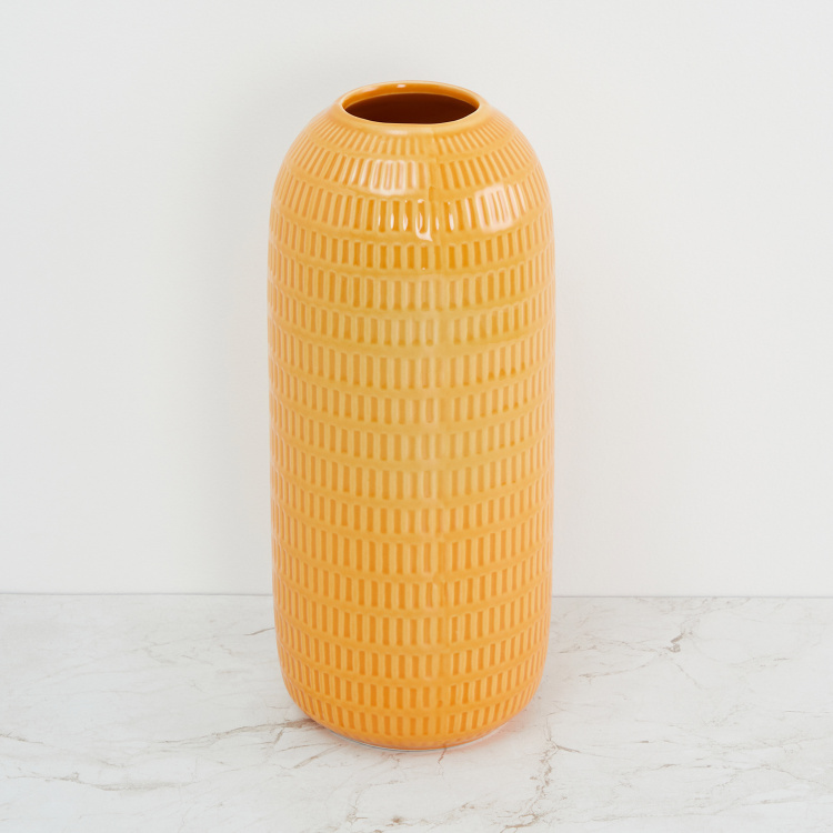 Colour Connect Textured Porcelain  Vase -Single Pc -13 cm  x 30 cm Yellow
