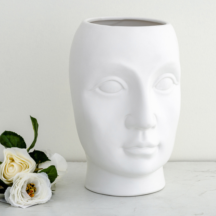 Galaxy Face Embossed Porcelain Vase -19 cm L x 16 cm W x 25 cm H
