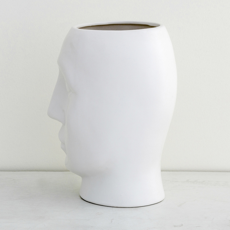 Galaxy Face Embossed Porcelain Vase -19 cm L x 16 cm W x 25 cm H