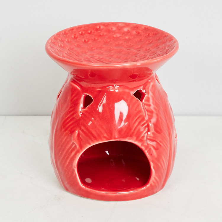 Hervey - Burners Ceramic - Oil Burner : 9 cm  L x 9 cm  W x 10 cm  H - Red