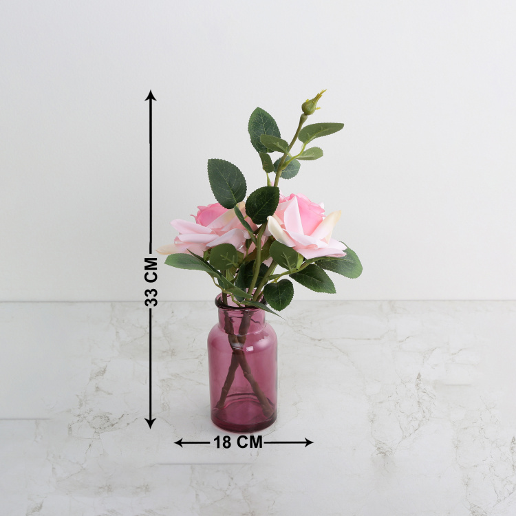 Gardenia Single Pc. Artificial Rose in Bottle-Rose-Plastic - Pink