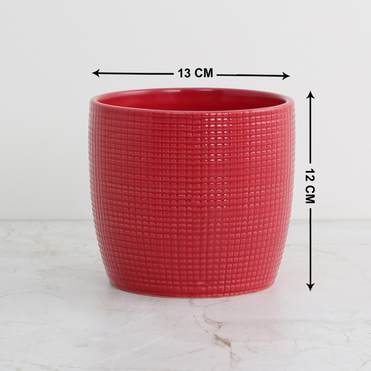 Valencia Textured Round Single Pc. Planters - Ceramic - Red