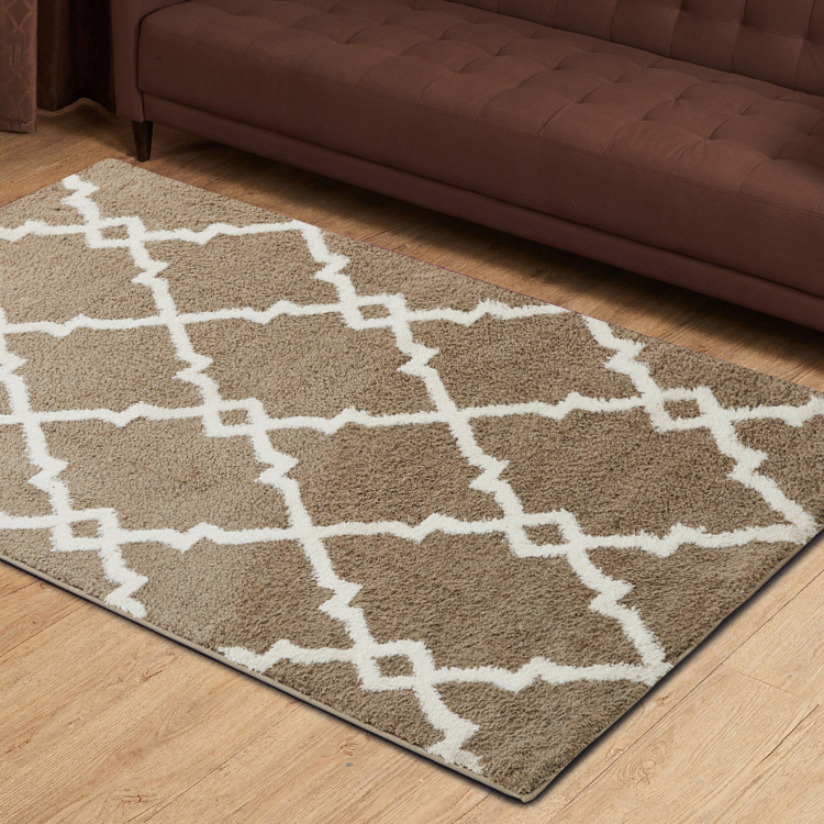 Paradise Textured Polyester Woven Carpet  : 150 cm x 50 cm Brown
