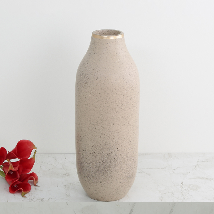 Marshmallow Textured Gold Rim Tall Vase