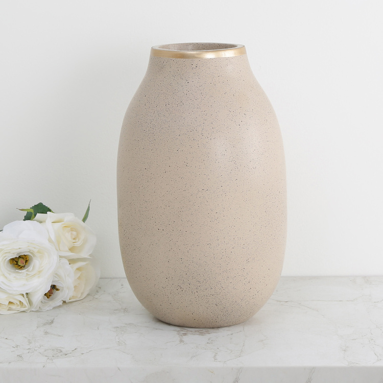 Marshmallow Textured Vase with Gold Rim