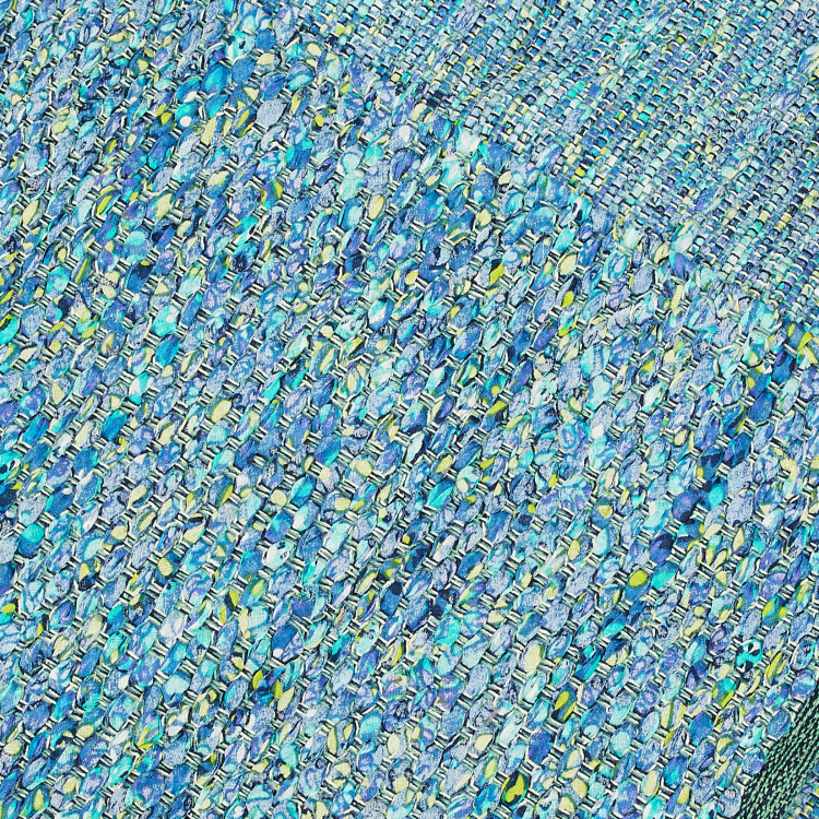 Fawn Melange Textured Cotton Melange Dhurrie  : 75 cm x 50 cm Blue