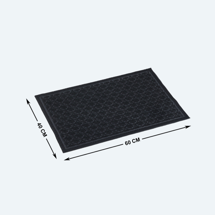 Pinmix Textured Indoor Mat - Rubber - 60 cm x 40 cm - Black