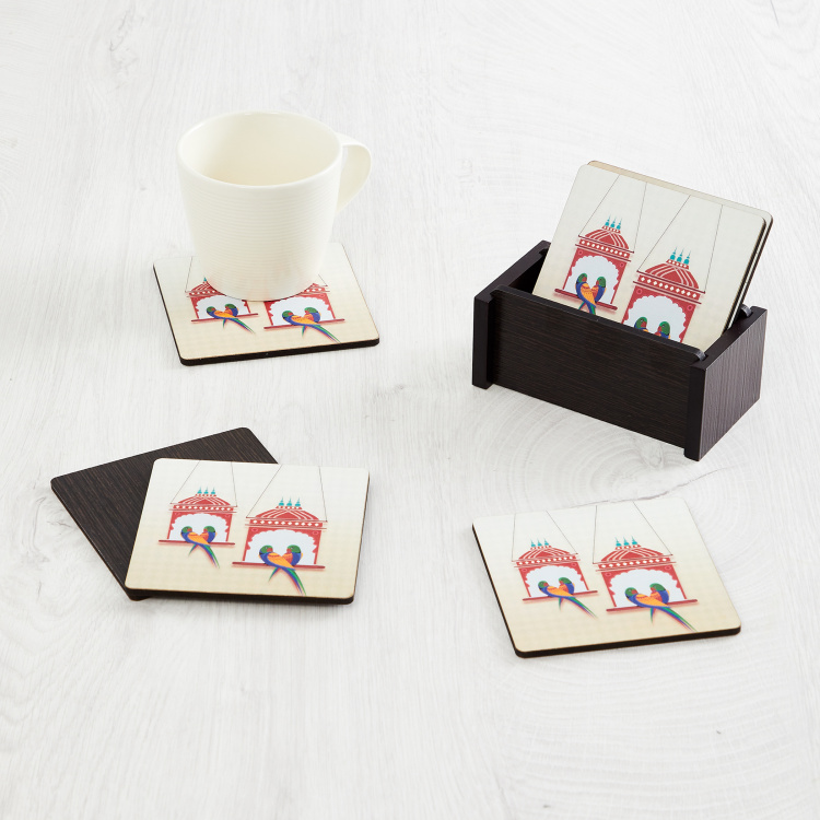 Raisa Puppet Print Coasters with Stand - Set of 6