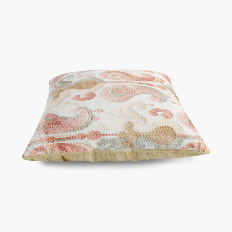 Ikat Prospero Embroidered Cushion Covers - Single Pc -  40 cm X 40 cm - Cotton - 40 cmL X 40 cmW - Multicolour