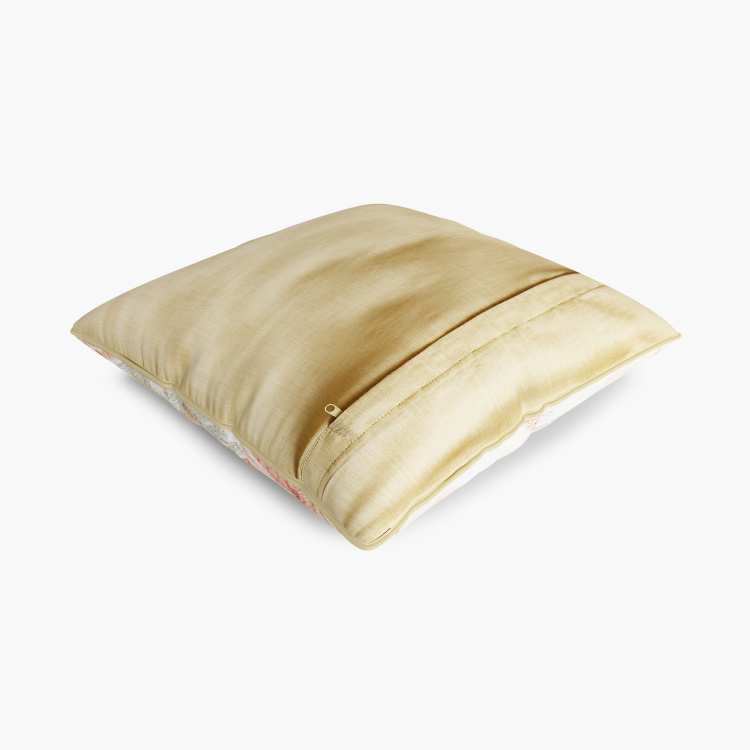 Ikat Prospero Embroidered Cushion Covers - Single Pc -  40 cm X 40 cm - Cotton - 40 cmL X 40 cmW - Multicolour