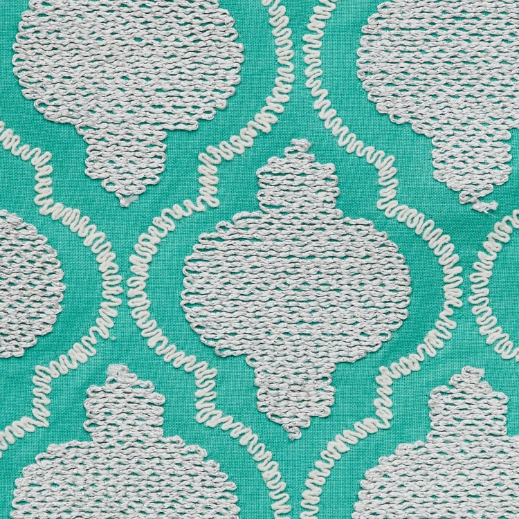 Mandarin Embroidered Cotton Cushion Cover  : 40 cm x 40 cm Blue