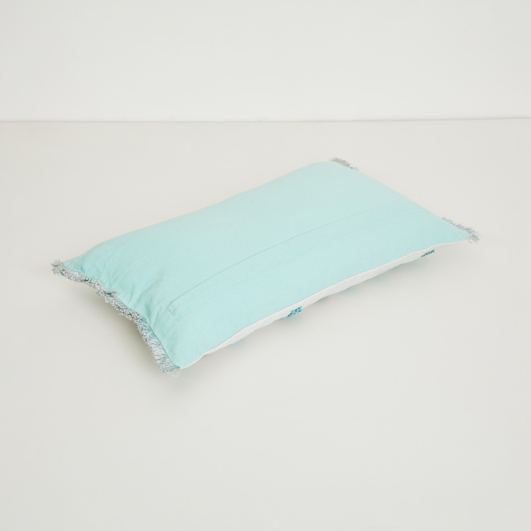 Mandarin Printed Cushion Covers - Single Pc - 30 cm X 50 cm - Polyester  - 30 cmL X 50 cmW - Blue