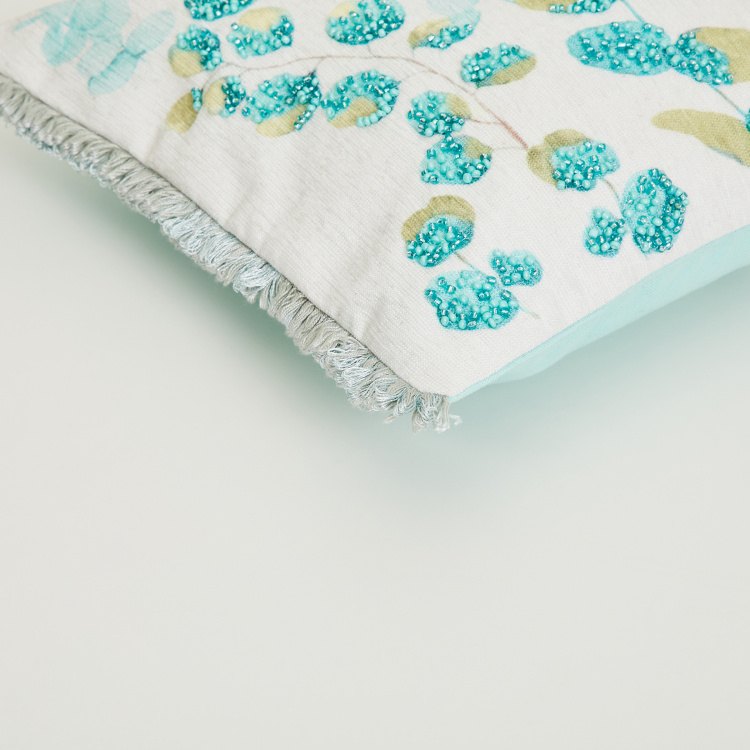 Mandarin Printed Cushion Covers - Single Pc - 30 cm X 50 cm - Polyester  - 30 cmL X 50 cmW - Blue