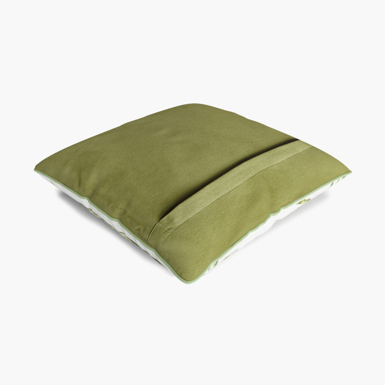 Mandarin Claudia Polyester Printed Cushion Cover - 40 x 40 cm Green