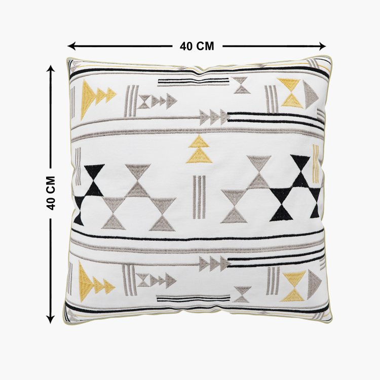 Mandarin Embroidered Cushion Covers - Single Pc - Cotton - 40 cm x 40 cm - White