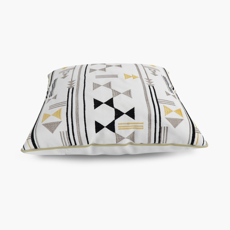 Mandarin Embroidered Cushion Covers - Single Pc - Cotton - 40 cm x 40 cm - White