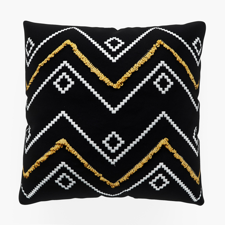 Mandarin Embroidered Cotton Cushion Cover  : 40 cm x 40 cm Multicolour