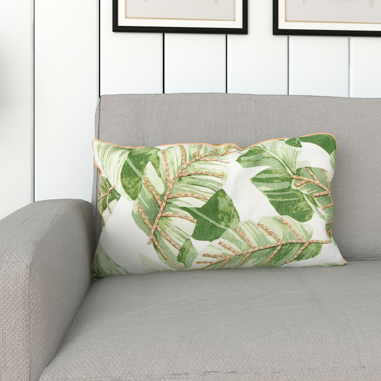 Mandarin Printed  Polyester Cushion Cover - 30 x 50 cm - Green