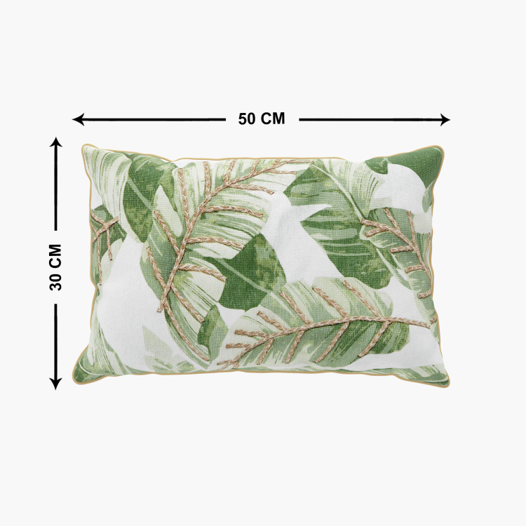 Mandarin Printed  Polyester Cushion Cover - 30 x 50 cm - Green