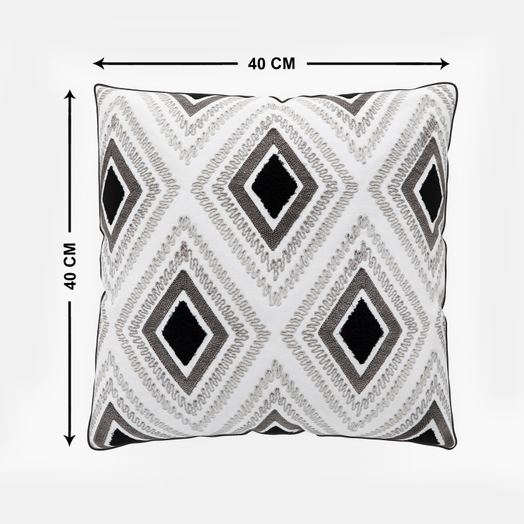 Mandarin Embroidered Cotton Cushion Cover  : 40 cm x 40 cm Black