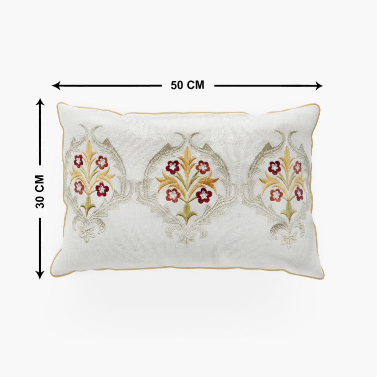 Vintage Embellished Cushion Covers - Single Pc - Polyester - 50 cm x 30 cm - White