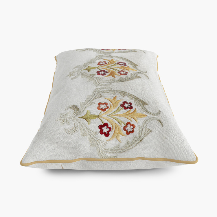 Vintage Embellished Cushion Covers - Single Pc - Polyester - 50 cm x 30 cm - White