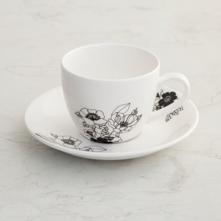 Lucas Clara Floral Sets  - Bone China -  Saucer 14 cm - Cup 6 cm  H x 10 cm  - 210 ml - White