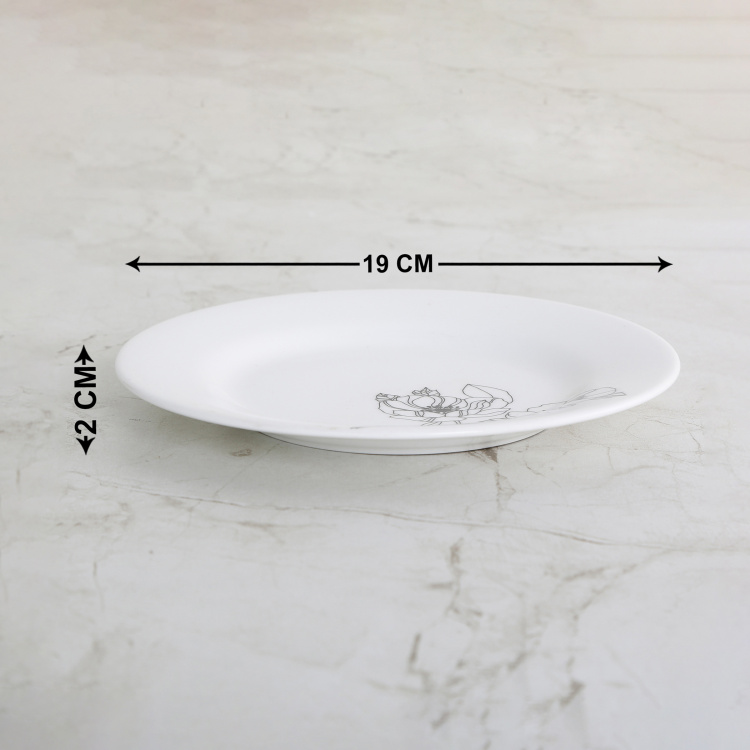 Lucas-Clara Floral  Side Plate  - Bone China -  Side Plate - 2 cm  H x 19 cm - diameter - White