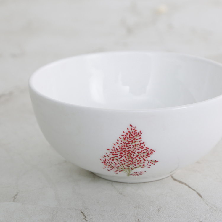 Lucas Topanga Printed Rice Bowl - Bone China - Microwave Compatible - Red