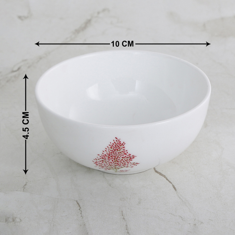 Lucas Topanga Printed Rice Bowl - Bone China - Microwave Compatible - Red