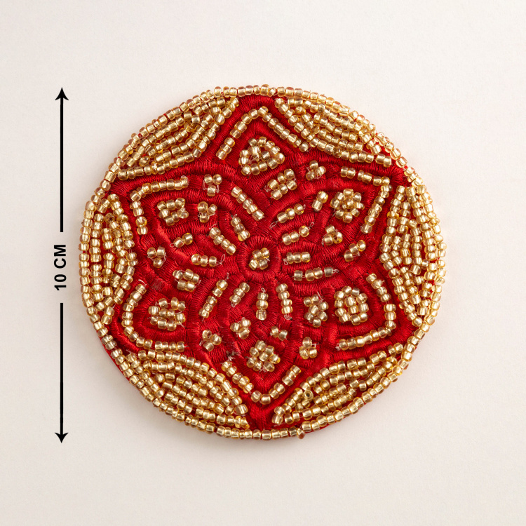 Cinder Treasure Beaded Coaster - Set of 4 Pcs - 10x10 cm
