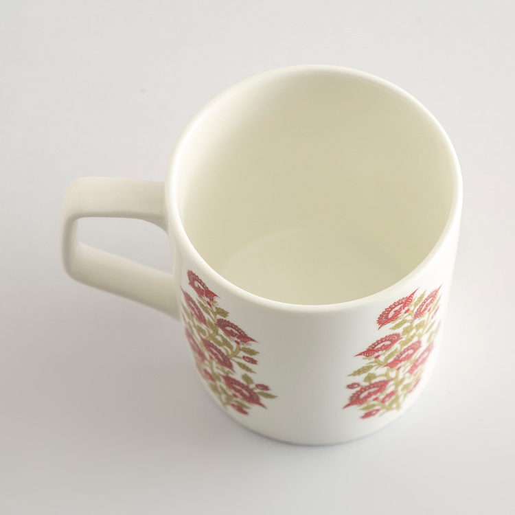 Mandarin Printed  Coffee Mugs  - Bone China -  Coffee Mug - 8 cm  H x 10 cm - 230 ml - Red