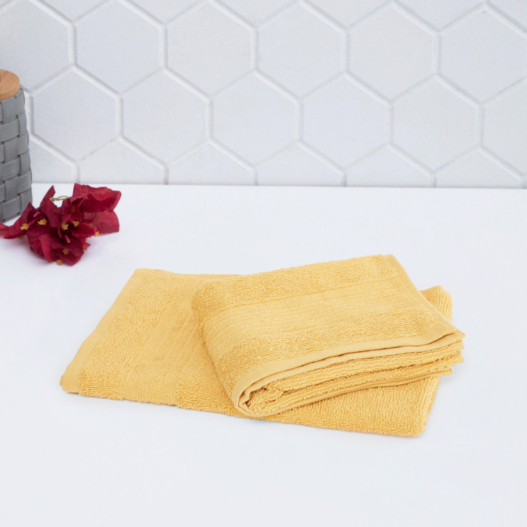 Colour Connect Solid Set Of 2 Pcs. Hand Towels - 55 cm x 35 cm - Cotton Blend - Yellow - 360 GSM