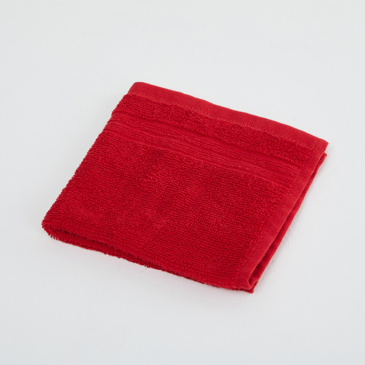 Colour Connect Solid Set Of 4Pcs Face Towels - 30 cm x 30 cm - Cotton - Red - 360 GSM