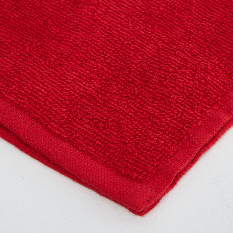 Colour Connect Solid Set Of 4Pcs Face Towels - 30 cm x 30 cm - Cotton - Red - 360 GSM