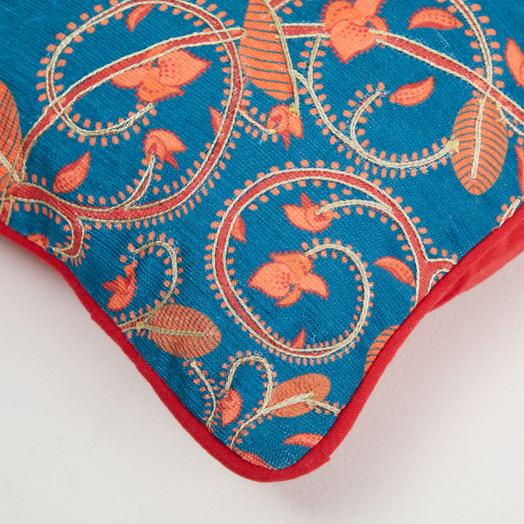 Coromandel Embellished Cushion Covers - Single Pc. -  Cotton - 50 cm x 30 cm - Blue