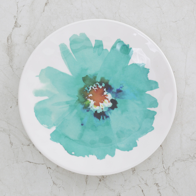 Meadows-Madora Floral Side Plate  - Melamine -  Side Plate - 19 cm  L x 2 cm  H - Blue
